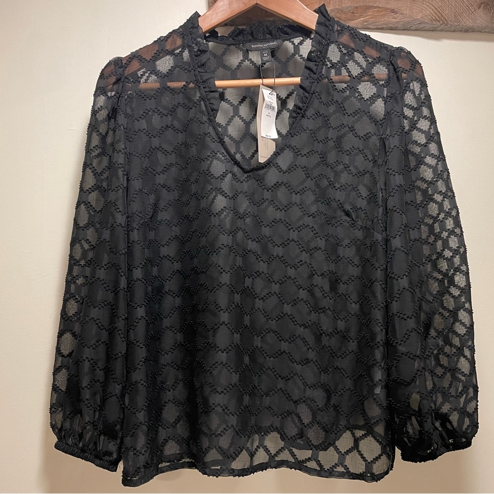 Banana Republic sheer black 3/4 sleeve blouse
